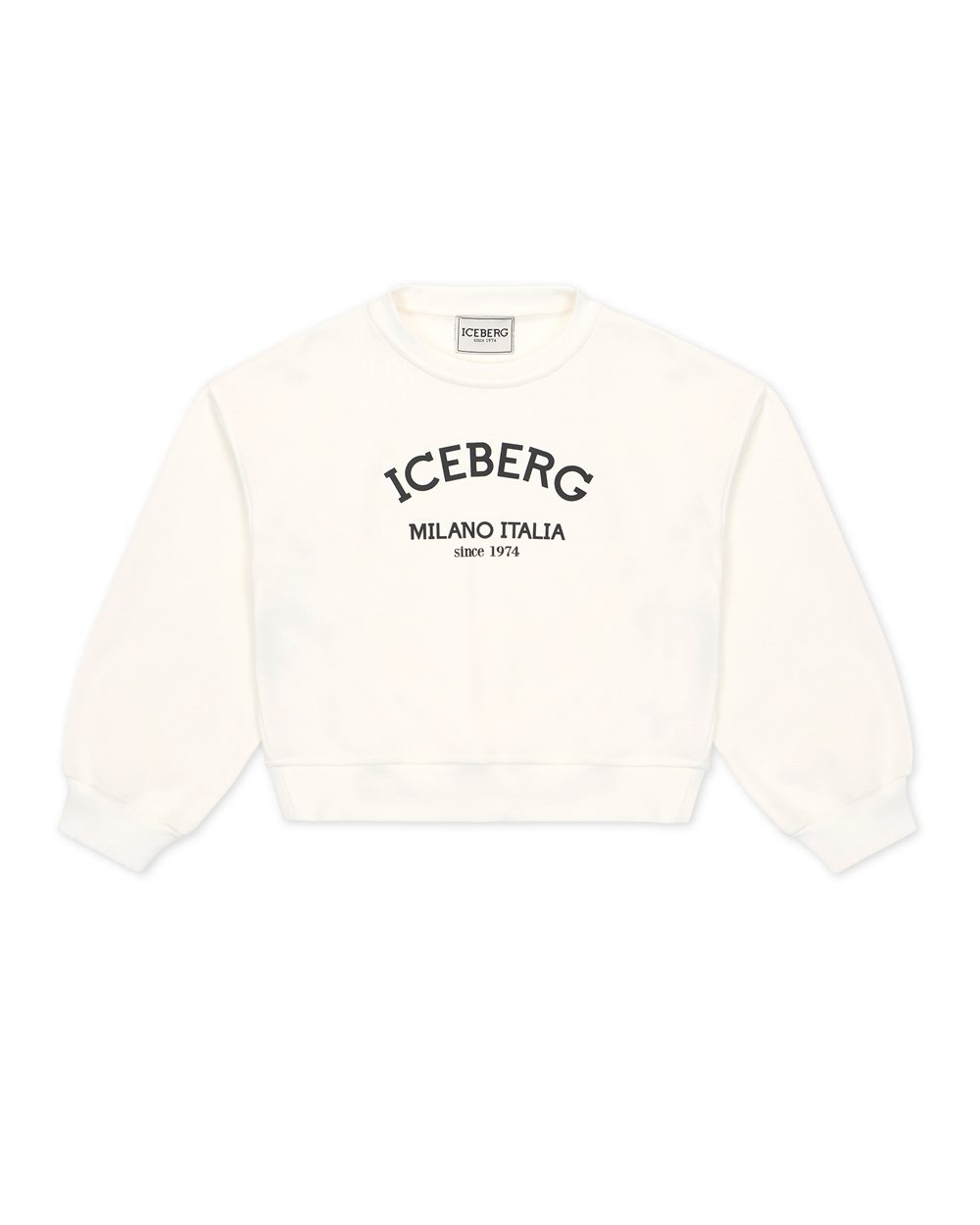 Cream-colored crewneck sweatshirt with contrasting Iceberg institutional logo - Iceberg - Official Website