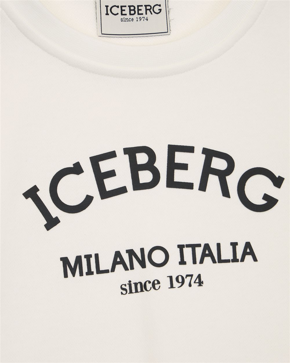 Cream-colored crewneck sweatshirt with contrasting Iceberg institutional logo - Iceberg - Official Website