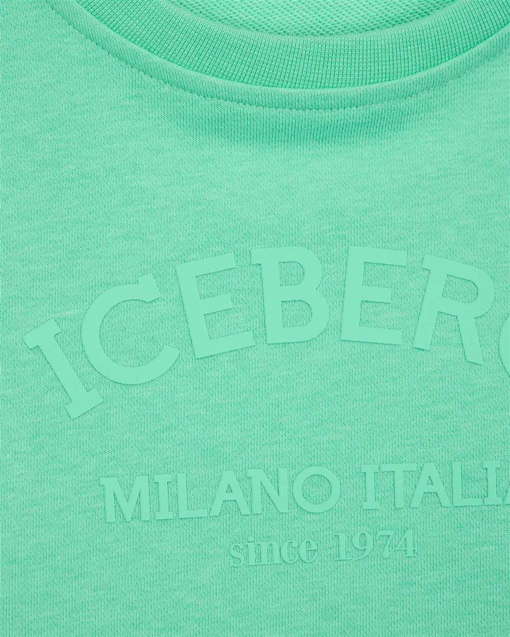 Mint crewneck sweatshirt with tone-on-tone Iceberg institutional logo - Iceberg - Official Website