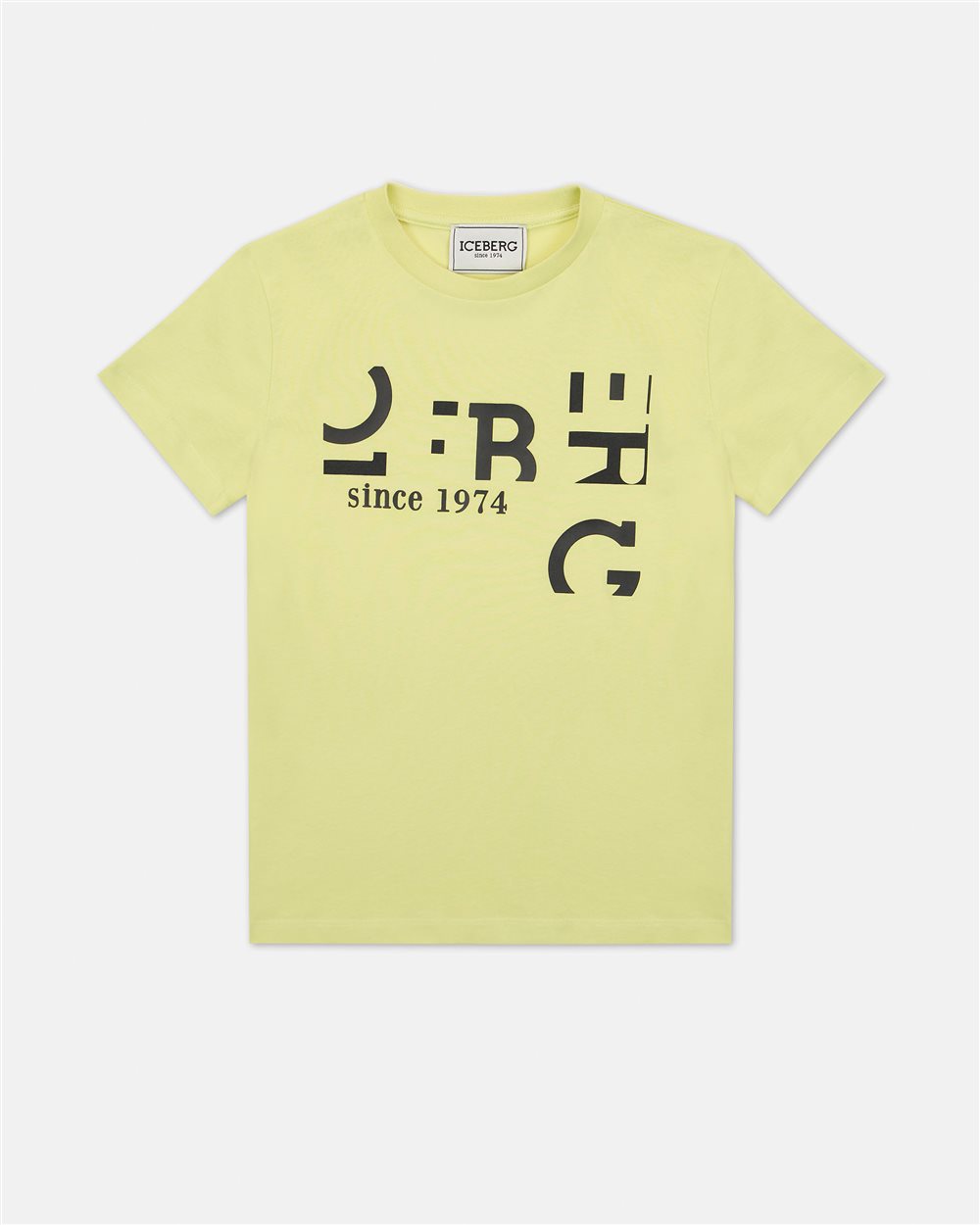 Short-sleeved mint-colored crew-neck T-shirt with contrasting lettering - Iceberg - Official Website