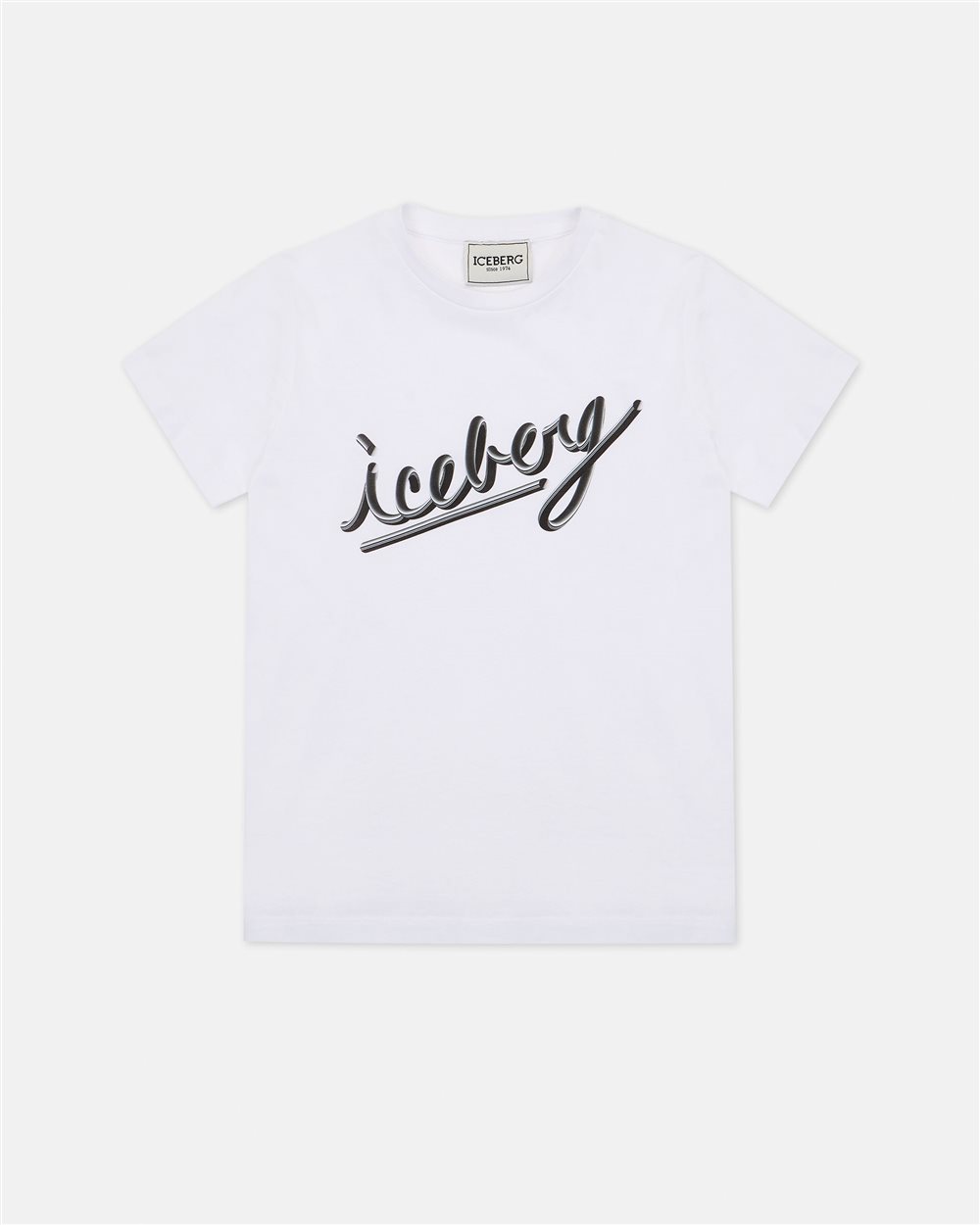 T-shirt girocollo bianca con logo Iceberg a contrasto - Iceberg - Official Website