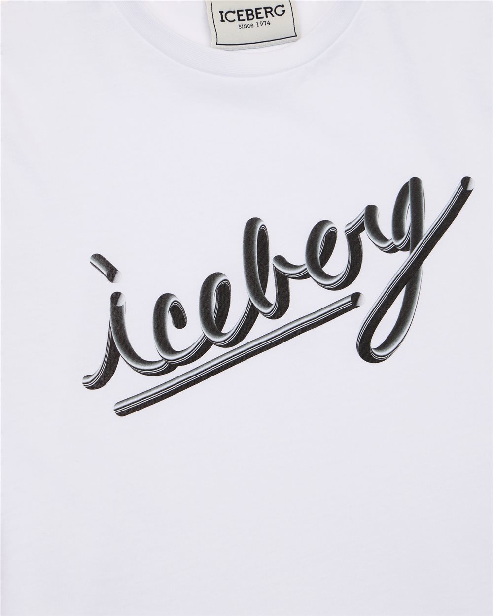 T-shirt girocollo bianca con logo Iceberg a contrasto - Iceberg - Official Website
