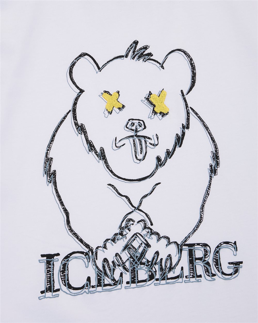 White cotton crew neck T-shirt with Bear and Iceberg logo - Iceberg - Official Website