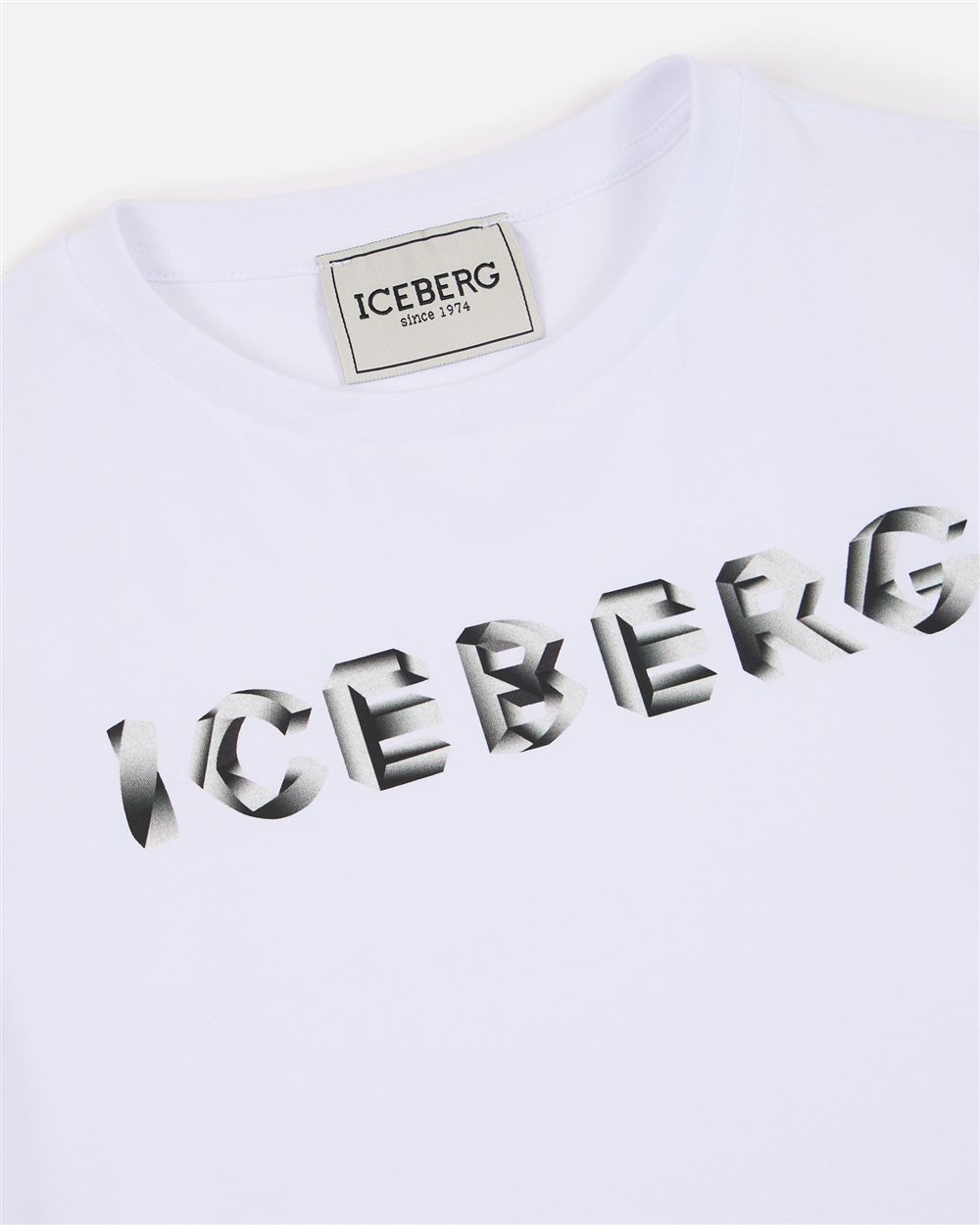 T-shirt bianca girocollo in cotone con lettering stampato sul busto - Iceberg - Official Website