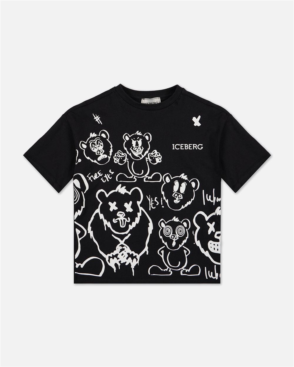 Classic Short Sleeve Black Cotton T-Shirt - Iceberg - Official Website