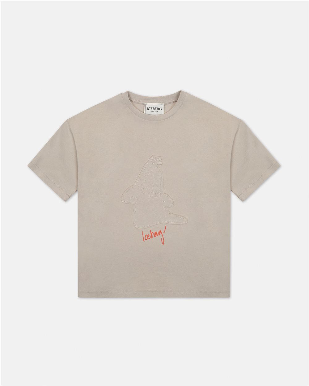 T-shirt di cotone a maniche corte color grigio degradabile con logo Iceberg a contrasto - Iceberg - Official Website