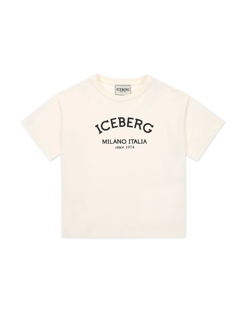 Cream colored T-shirt with institutional Iceberg logo on the front - Iceberg - Official Website