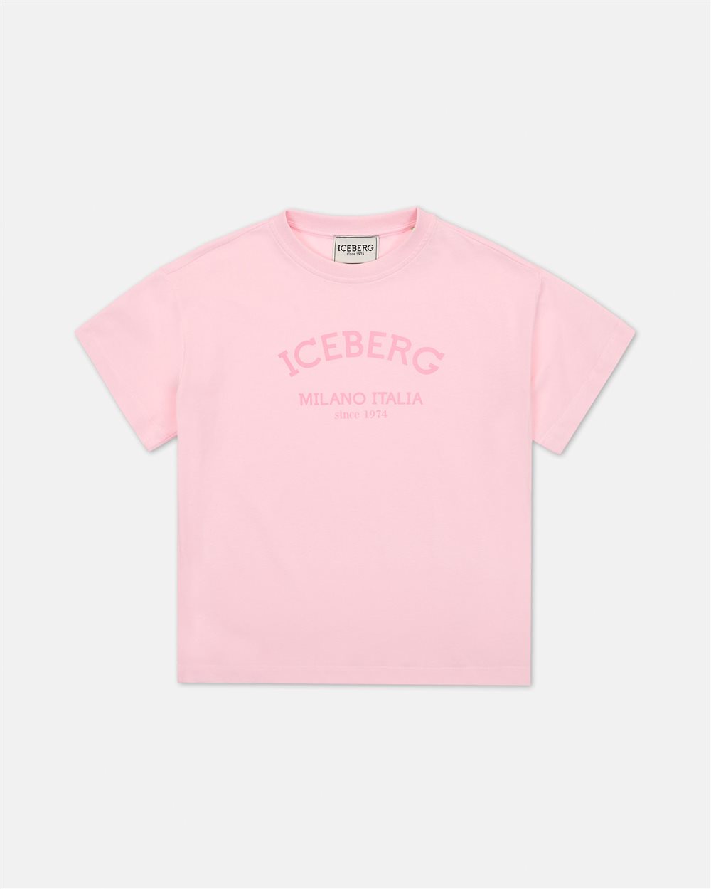 Blush colored T-shirt with institutional Iceberg logo on the front - Iceberg - Official Website