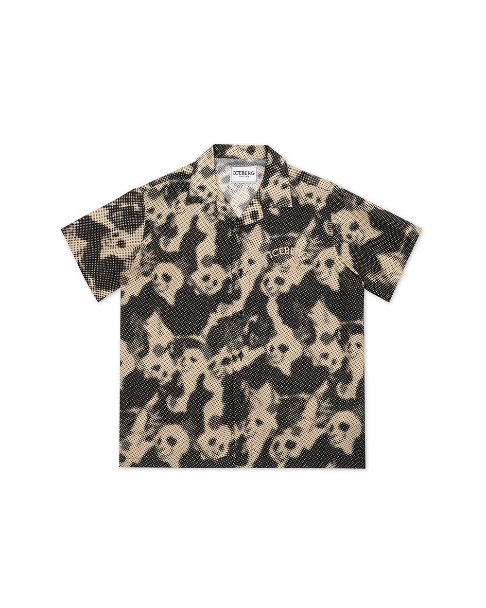 Camicia a fantasia in cotone a maniche corte - Iceberg - Official Website