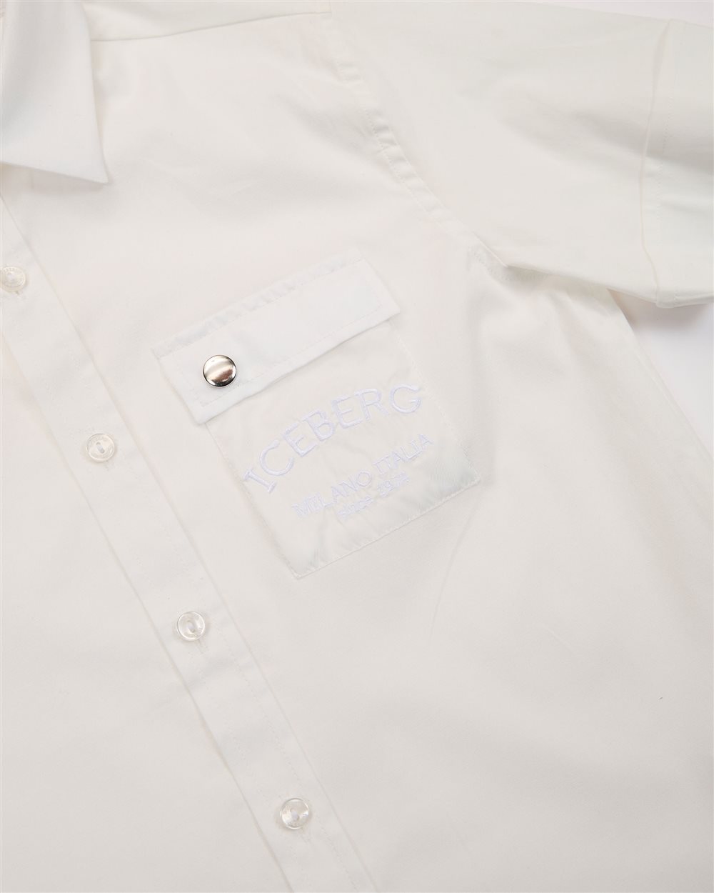 Camicia color panna in cotone a maniche corte - Iceberg - Official Website