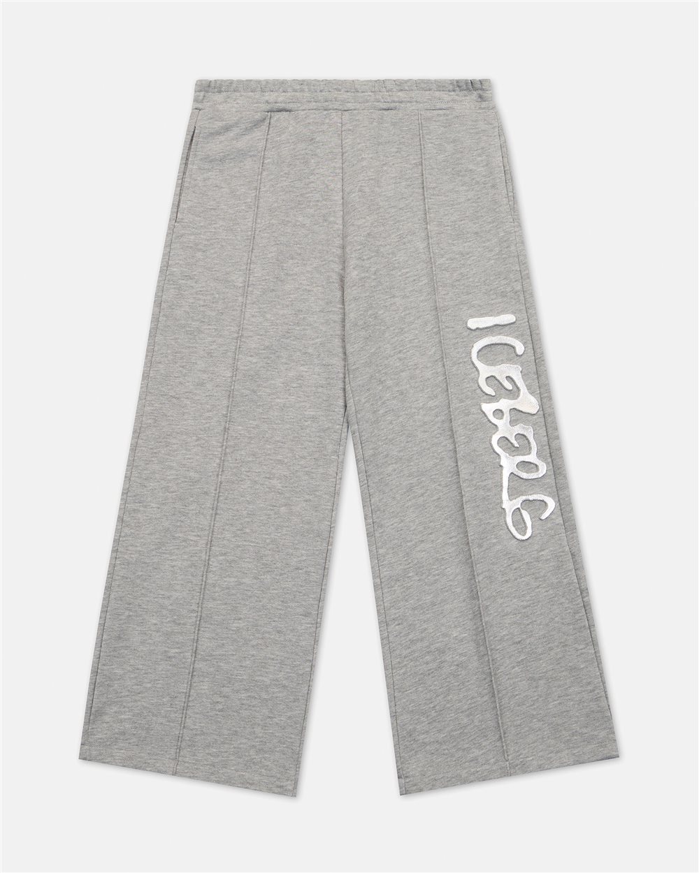 Palazzo trousers in melange grey jersey with Iceberg logo - Iceberg - Official Website