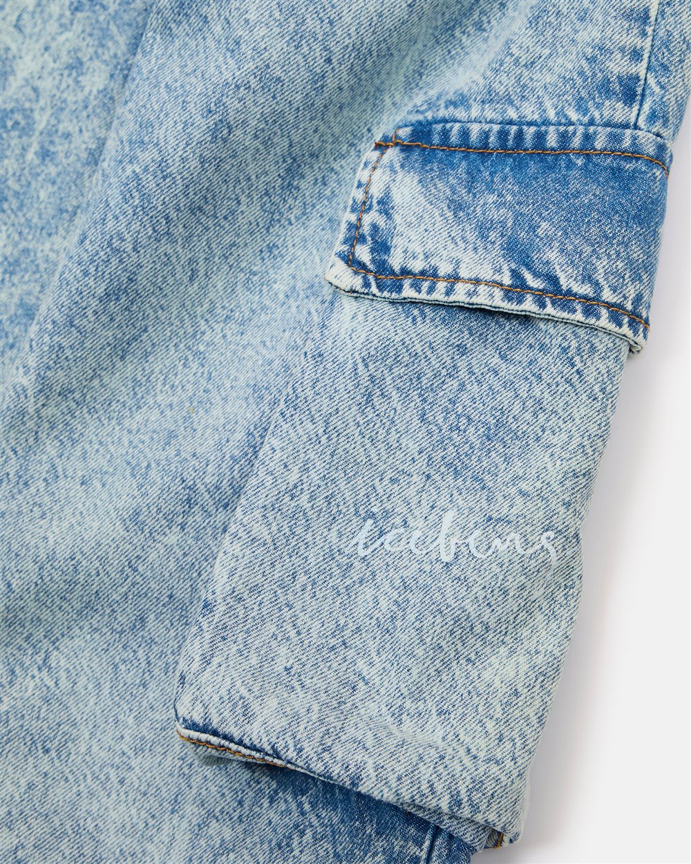 Cargo jeans with side pockets in washed indigo blue - Iceberg - Official Website