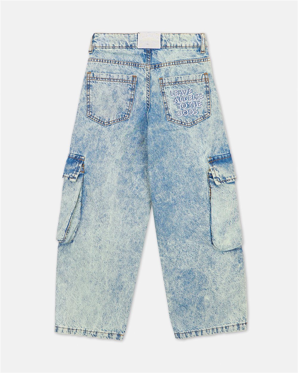 Cargo jeans with side pockets in washed indigo blue - Iceberg - Official Website