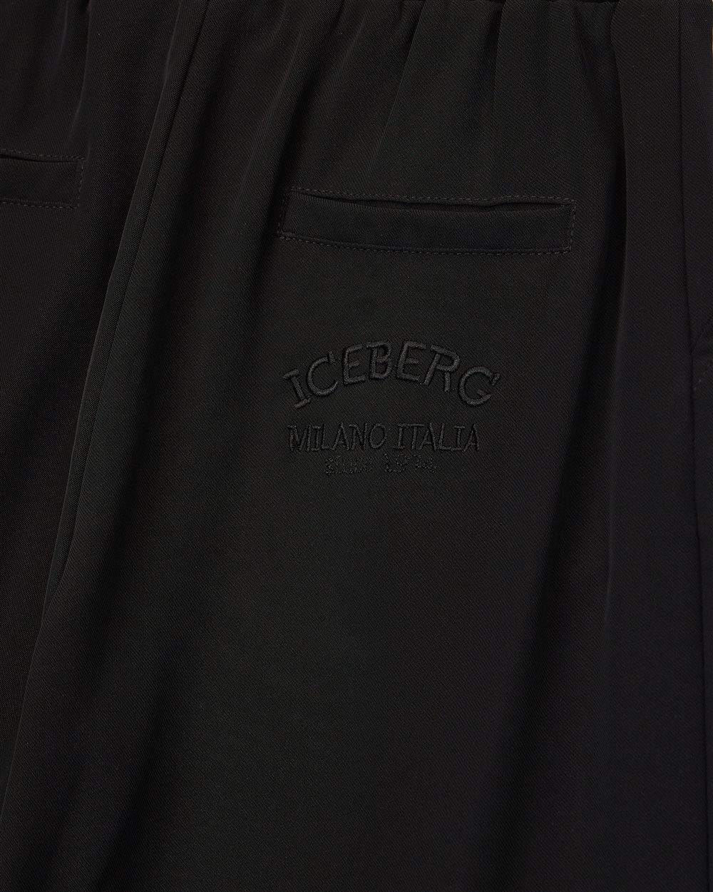 Pantalone in tessuto nero modello palazzo - Iceberg - Official Website
