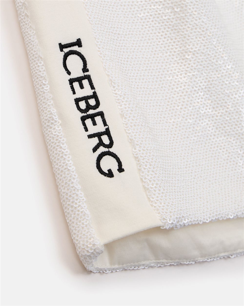 Shorts in optical white fabric with elastic waistband and contrasting Iceberg logos printed - Iceberg - Official Website