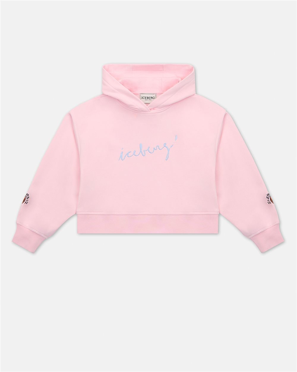 Blush cropped hoodie with Iceberg logo - Iceberg - Official Website