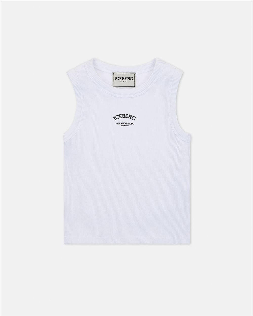 White jersey crew neck tank top with contrasting Iceberg logo - Iceberg - Official Website