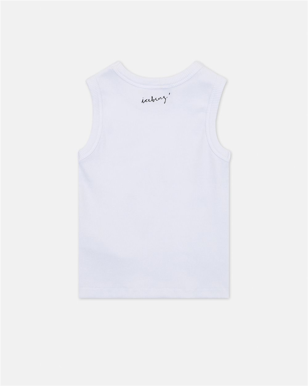 White Jersey Crew Neck Tank Top with Contrast Prints and Lettering - Iceberg - Official Website