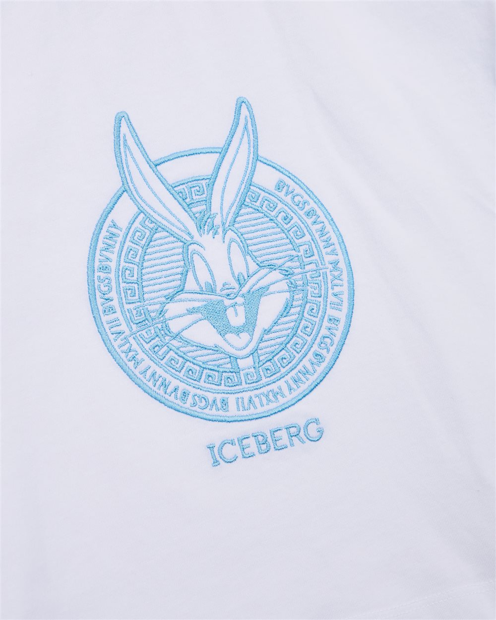 White cropped T-shirt with sleeves and contrasting light blue prints - Iceberg - Official Website