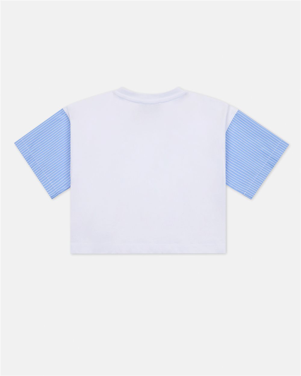 White cropped T-shirt with sleeves and contrasting light blue prints - Iceberg - Official Website