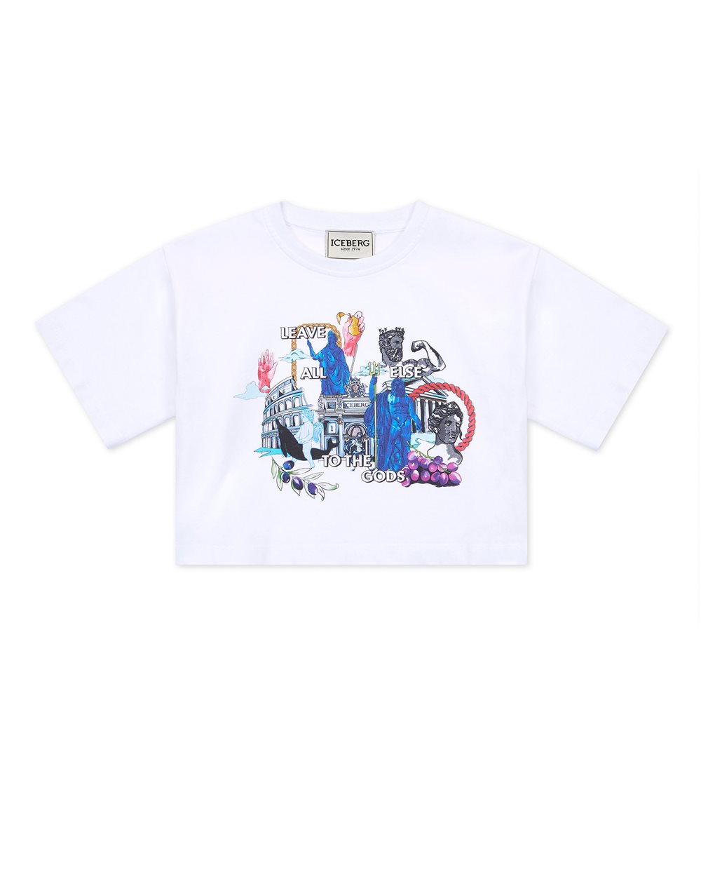 White cropped T-shirt with multicolor Looney Tunes prints - Iceberg - Official Website