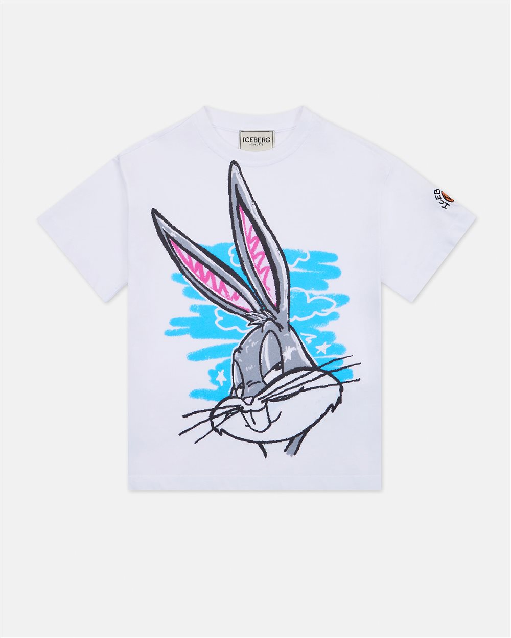 T-shirt bianca modello cropped con stampe Looney Tunes multicolor - Iceberg - Official Website