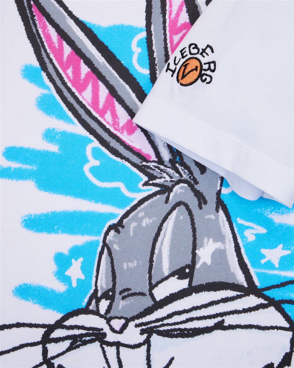 T-shirt bianca modello cropped con stampe Looney Tunes multicolor - Iceberg - Official Website