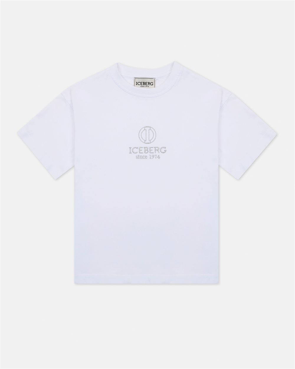 White cropped T-shirt with contrasting black Iceberg logo - Iceberg - Official Website