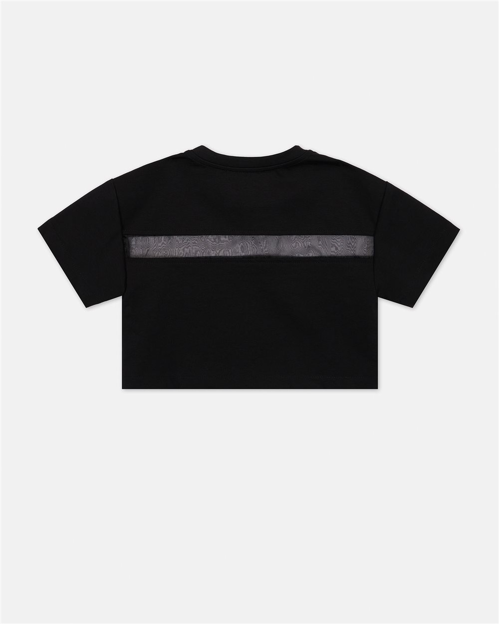 T-shirt nera modello cropped con righino grigio sul busto - Iceberg - Official Website