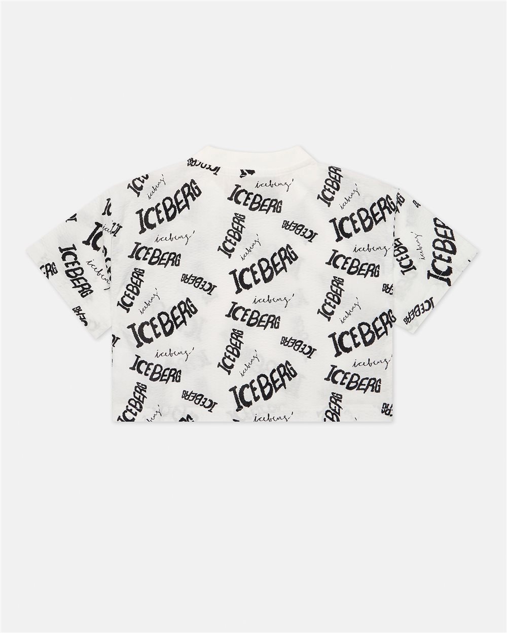 White cropped T-shirt with allover contrasting Iceberg logo and prints - Iceberg - Official Website