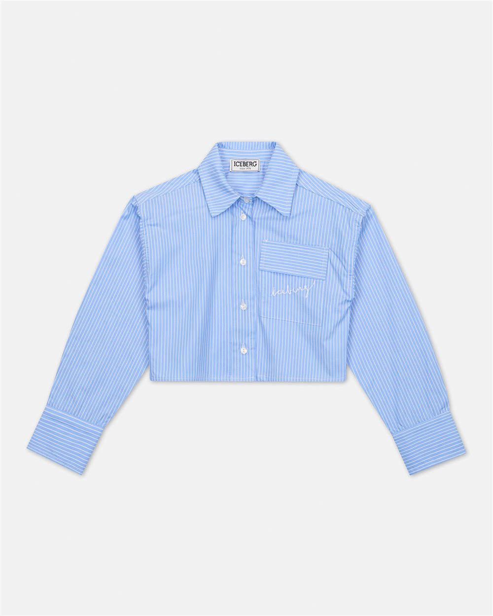 Light blue long-sleeved cropped shirt - Iceberg - Official Website