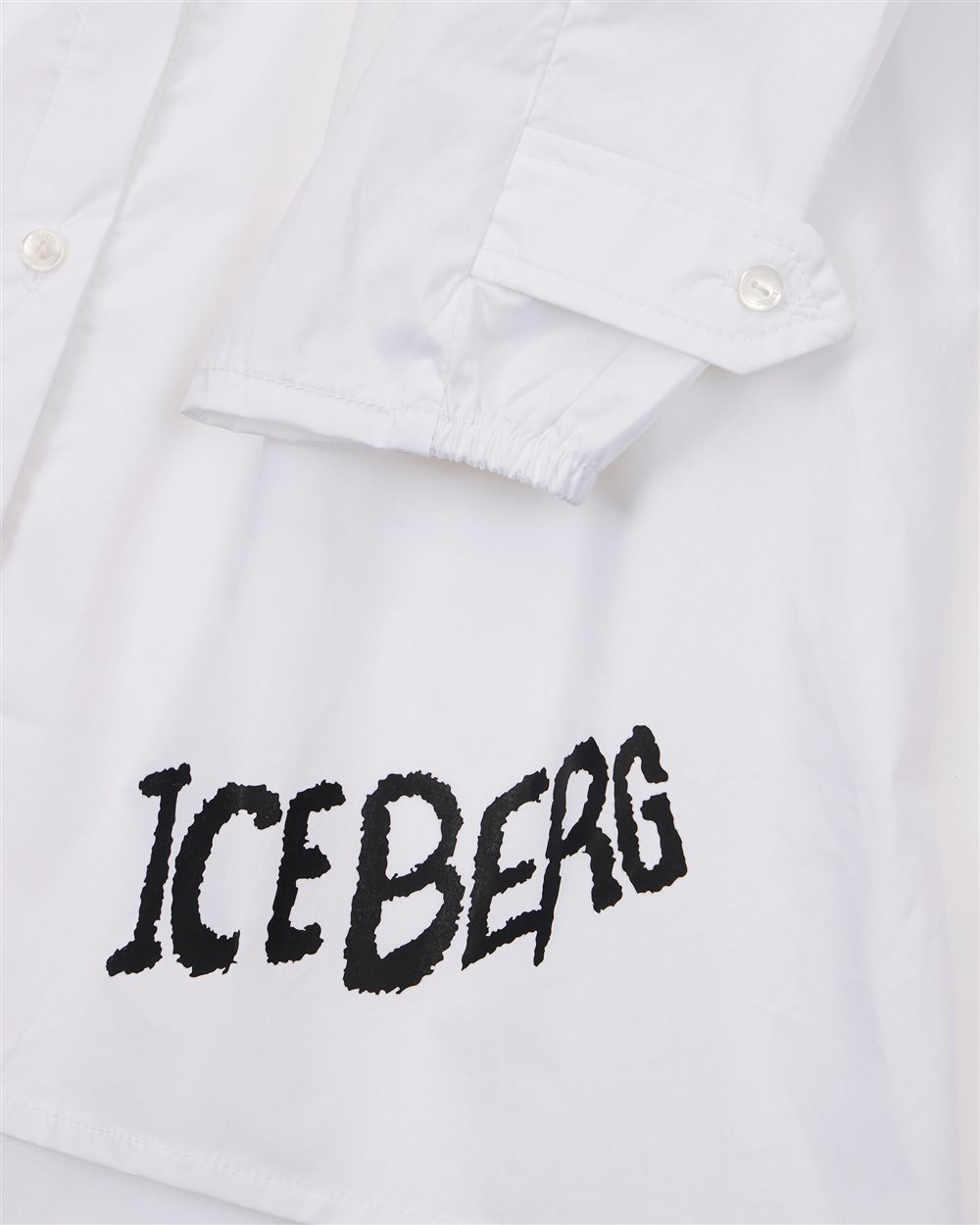 Long-sleeved chemisier dress in light blue fabric with contrasting Iceberg logo on the bottom - Iceberg - Official Website