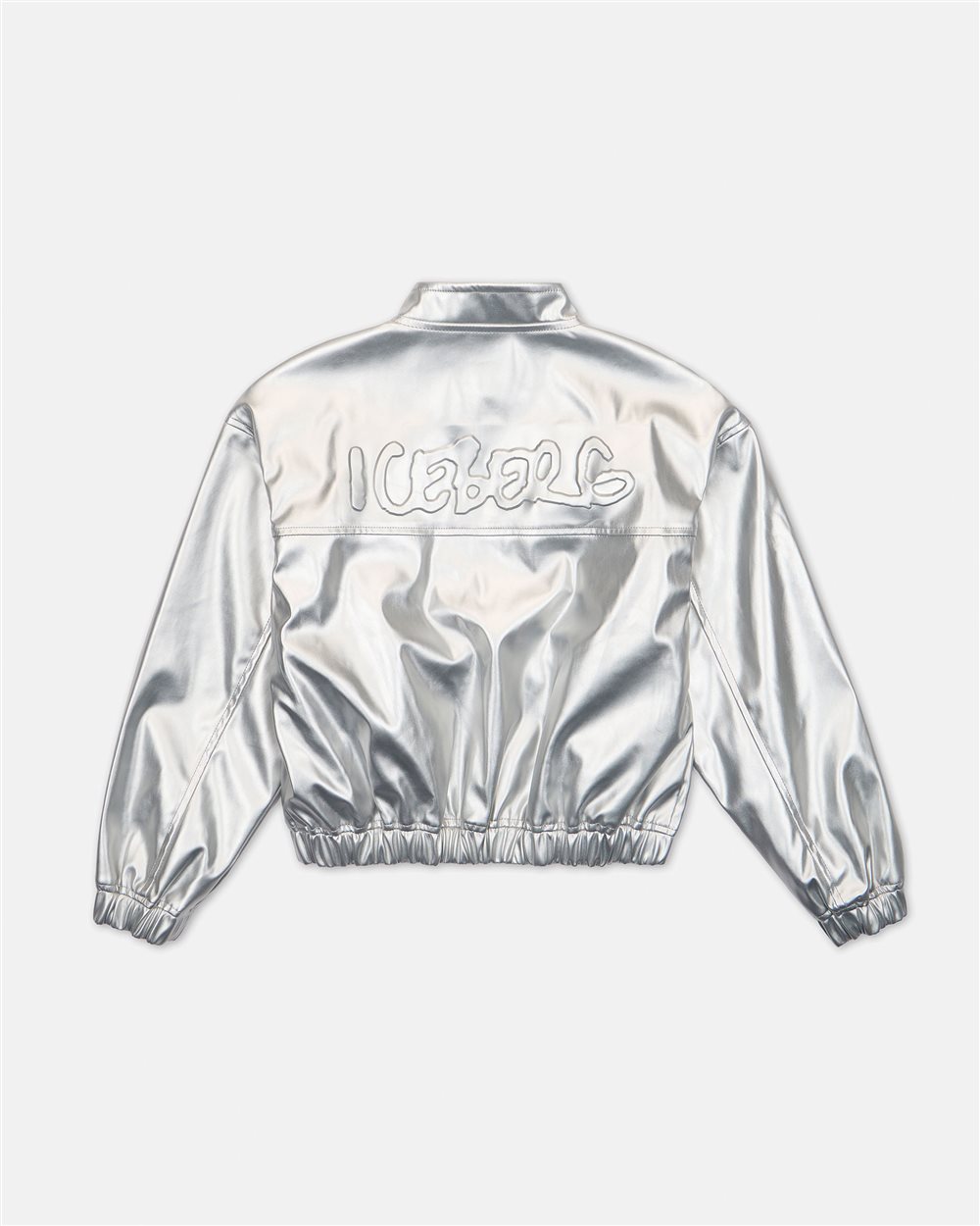 Shiny Cropped Bomber Jacket with Metal Zip - Iceberg - Official Website