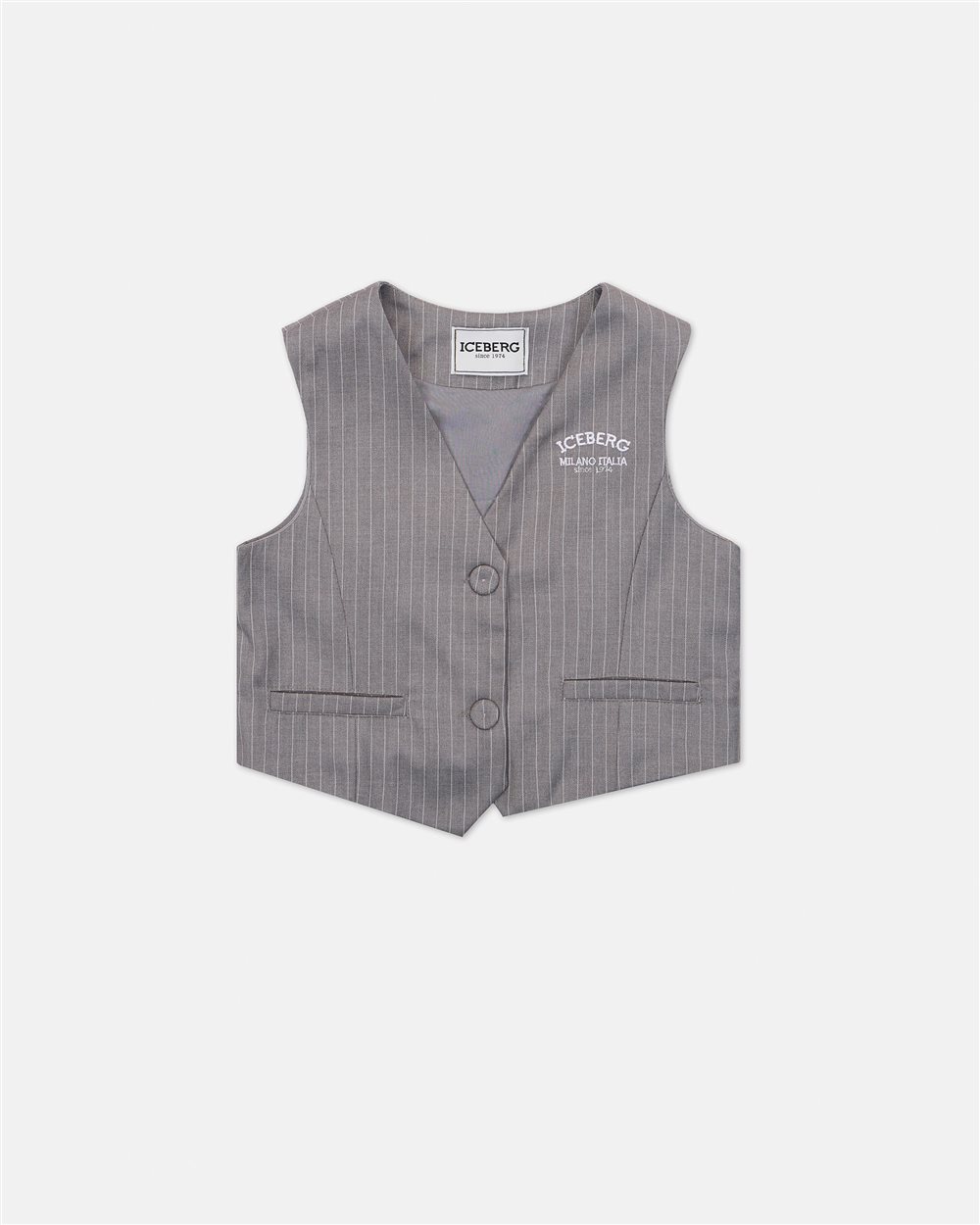 Grey Striped Fabric Vest with Iceberg Logo - Iceberg - Official Website