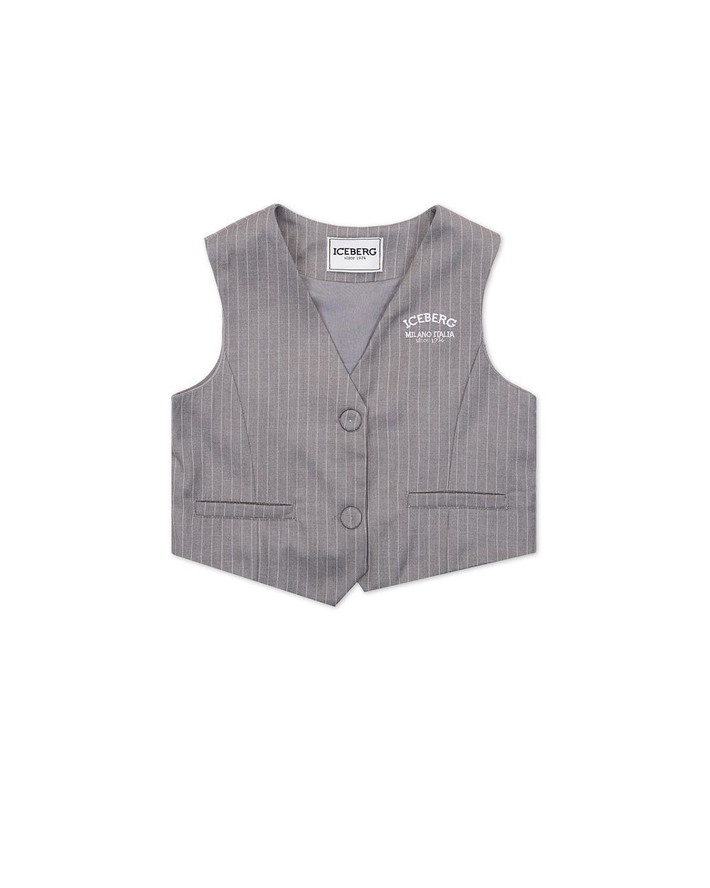 Grey Striped Fabric Vest with Iceberg Logo - Iceberg - Official Website