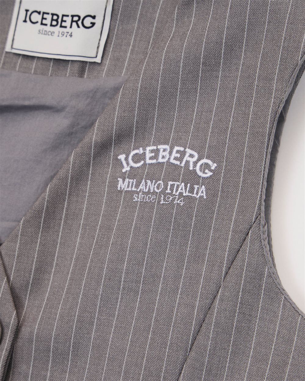 Grey Striped Fabric Vest with Iceberg Logo - Iceberg - Official Website