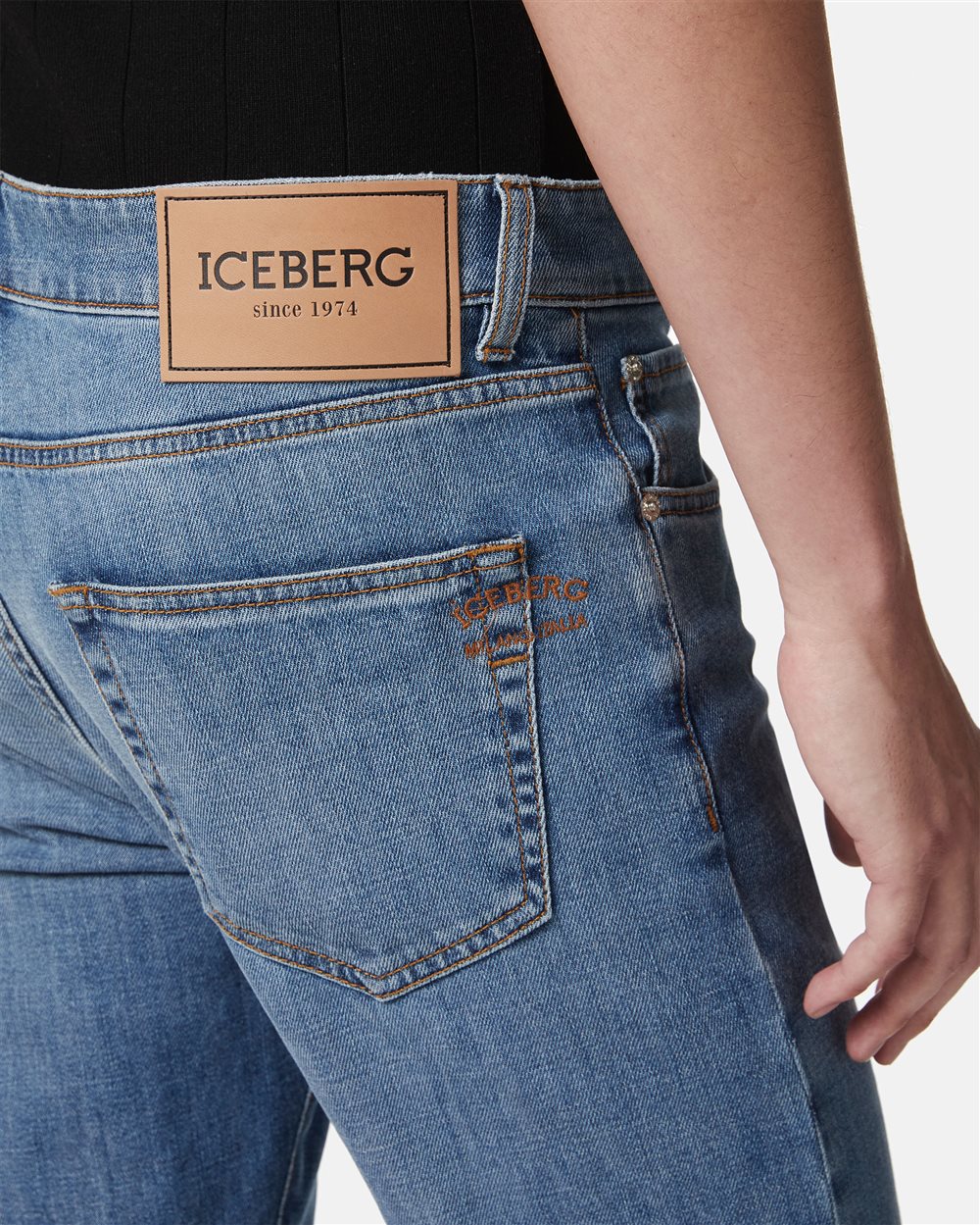 Indigo 5-Pocket Slim Fit Trousers - Iceberg - Official Website