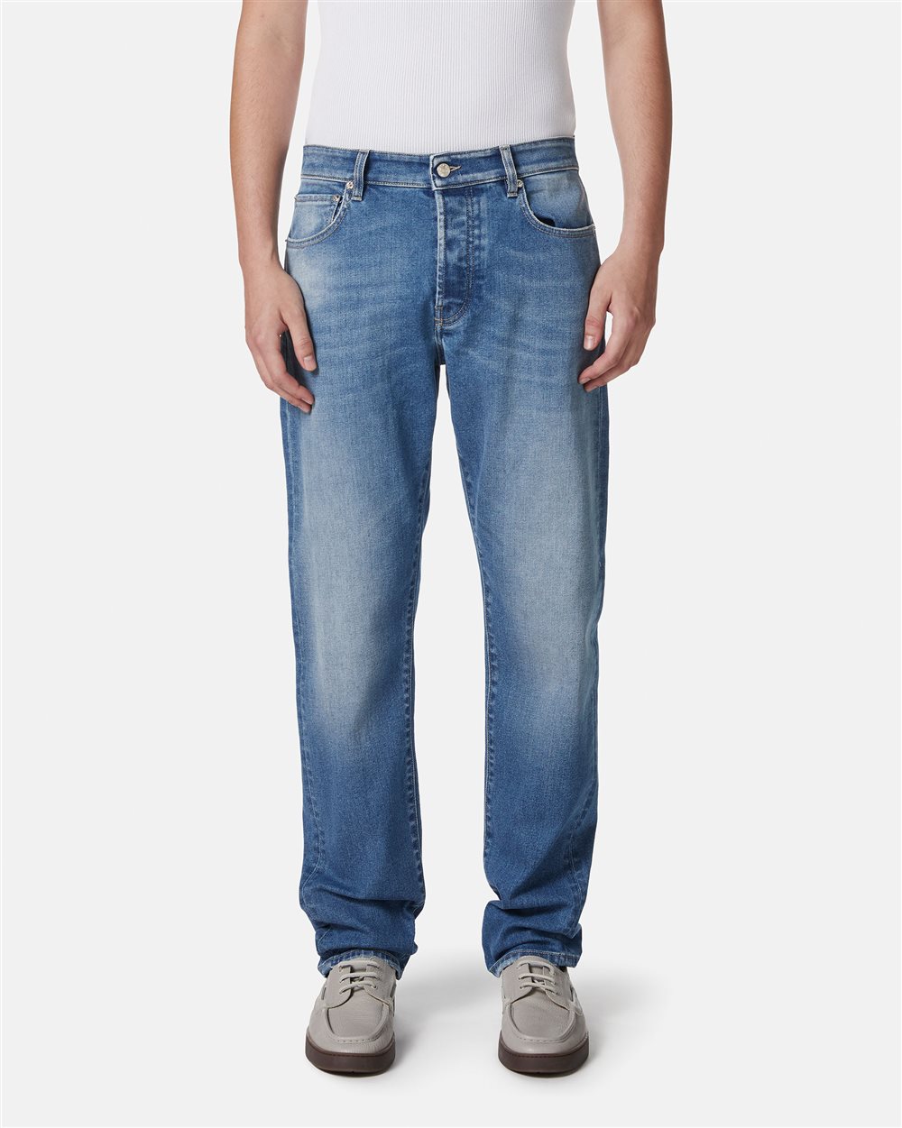 Carpenter fit 5-pocket indigo denim trousers - Iceberg - Official Website