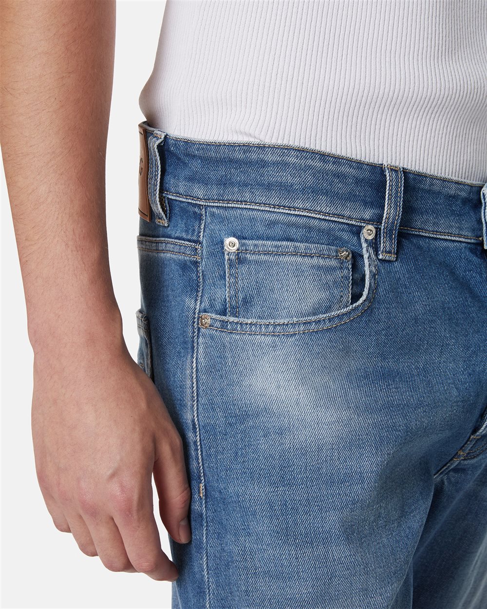 Carpenter fit 5-pocket indigo denim trousers - Iceberg - Official Website
