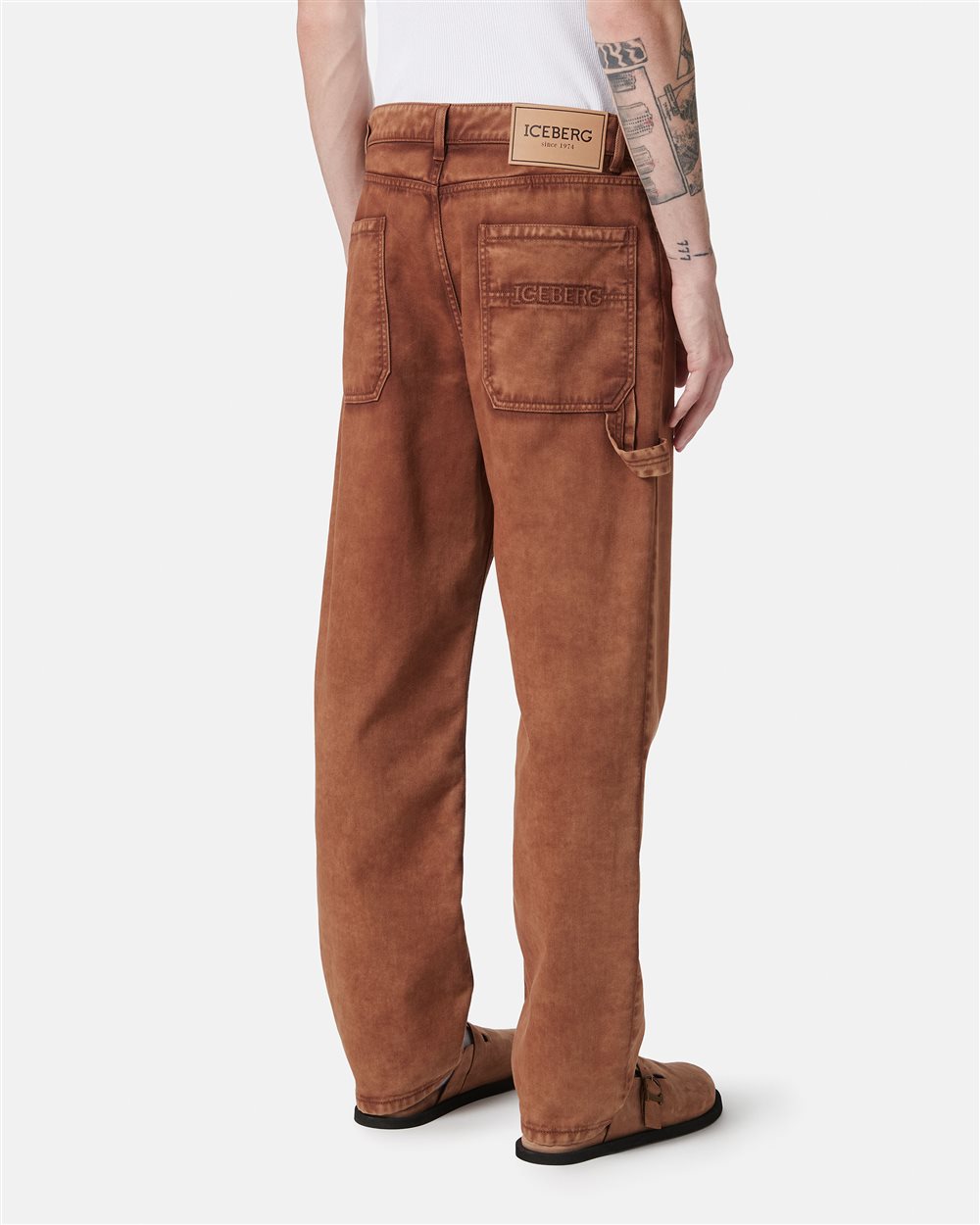 Terracotta-colored trousers 5-pocket model with straight leg fit - Iceberg - Official Website