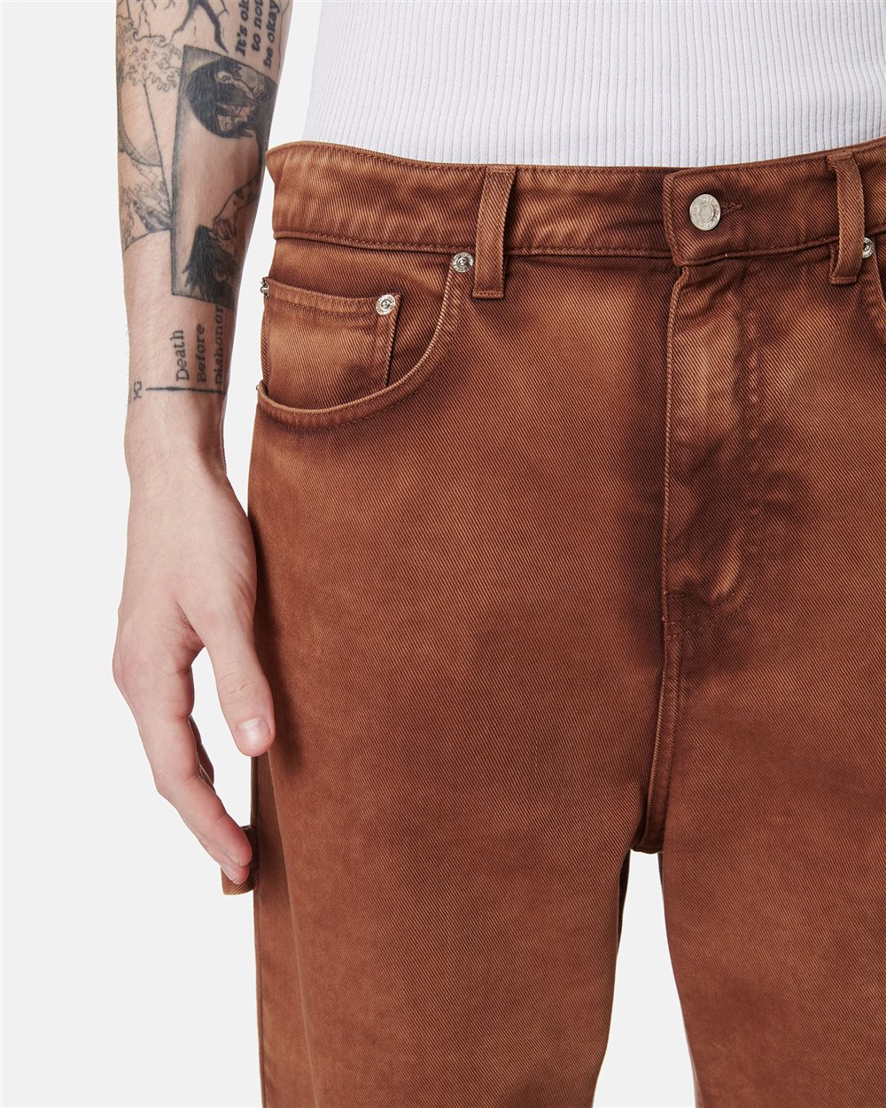 Terracotta-colored trousers 5-pocket model with straight leg fit - Iceberg - Official Website