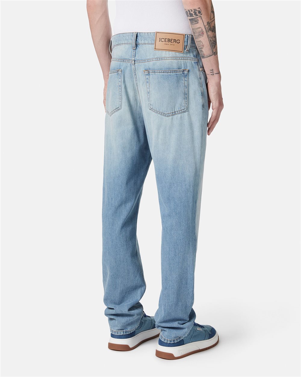 Carpenter fit 5-pocket indigo denim trousers - Iceberg - Official Website