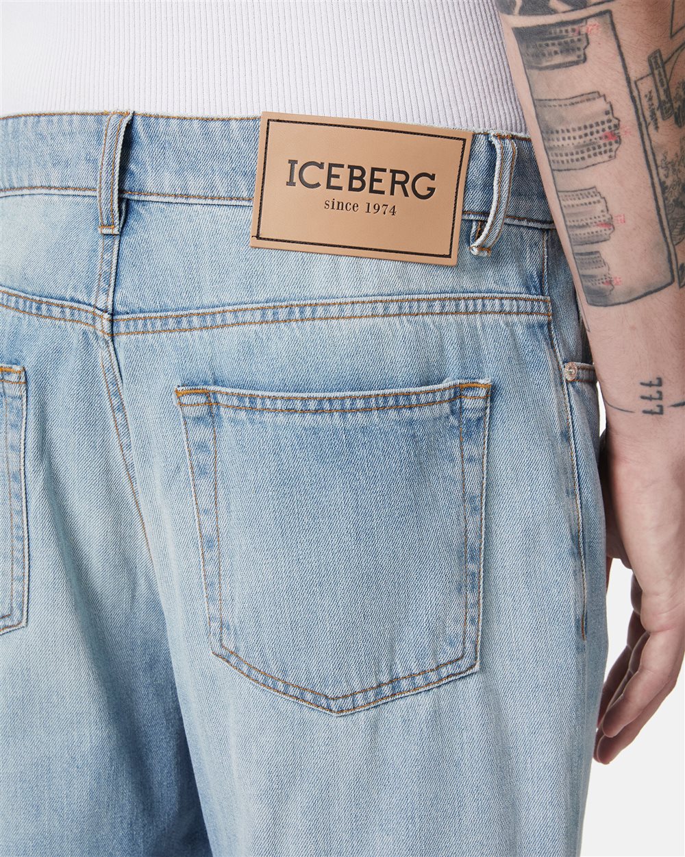 Carpenter fit 5-pocket indigo denim trousers - Iceberg - Official Website