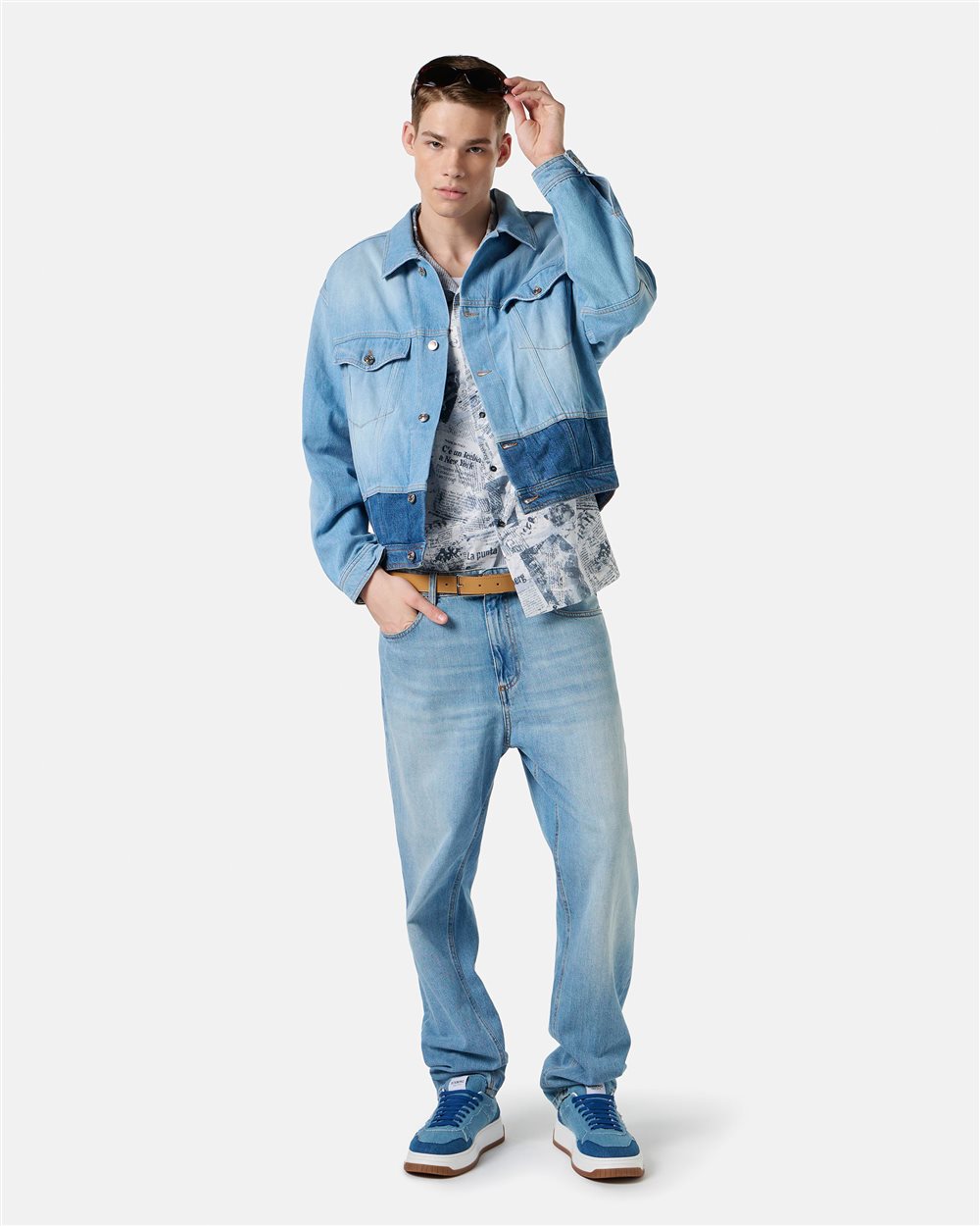 Carpenter fit 5-pocket indigo denim trousers - Iceberg - Official Website