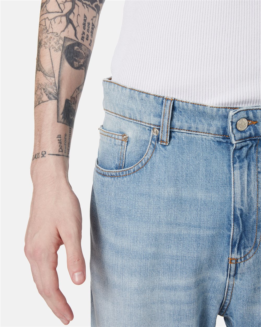 Carpenter fit 5-pocket indigo denim trousers - Iceberg - Official Website
