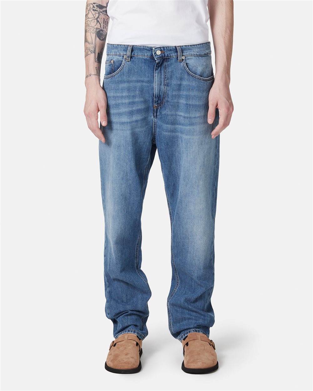 Indigo 5-pocket straight leg fit denim trousers - Iceberg - Official Website