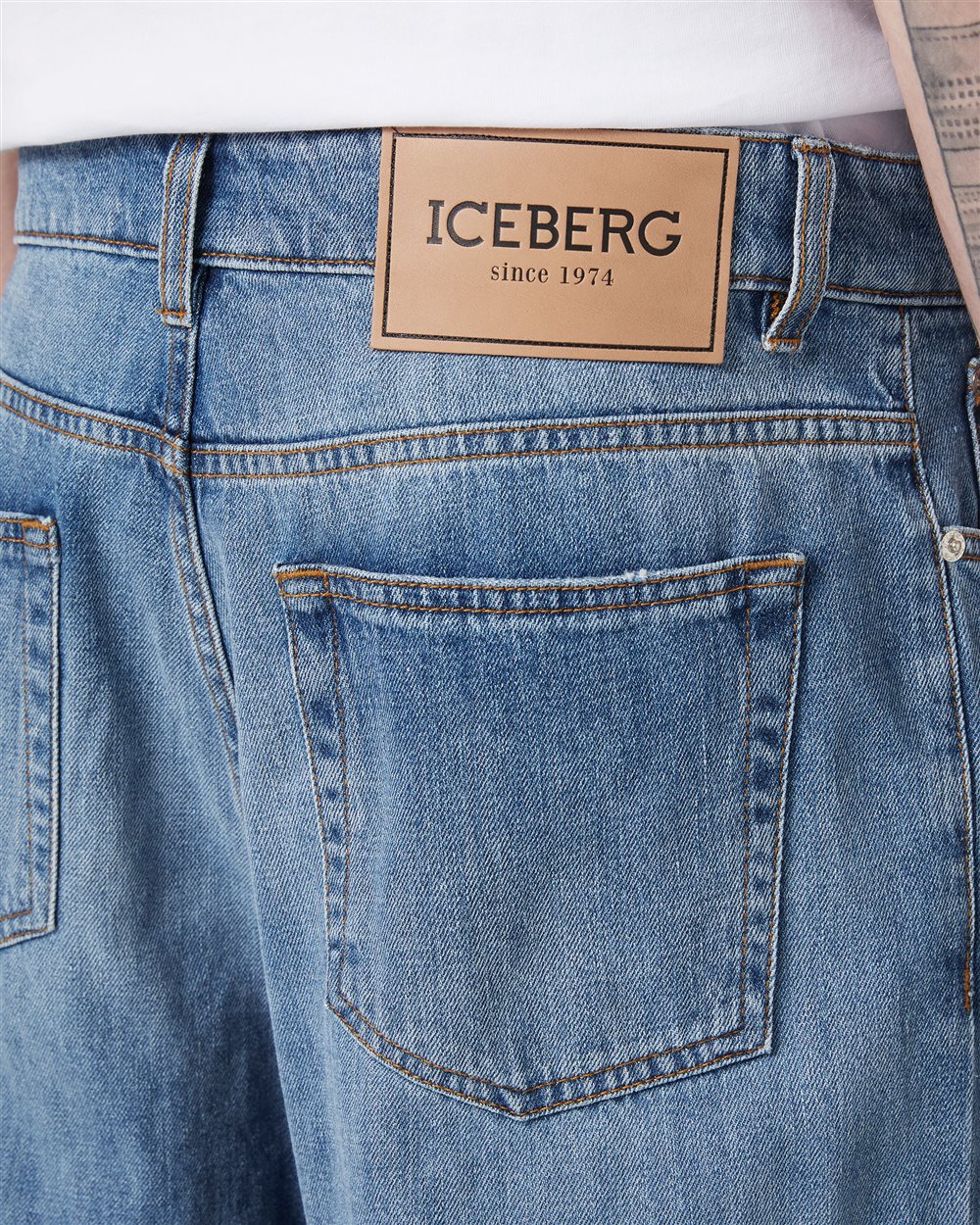 Indigo 5-pocket straight leg fit denim trousers - Iceberg - Official Website