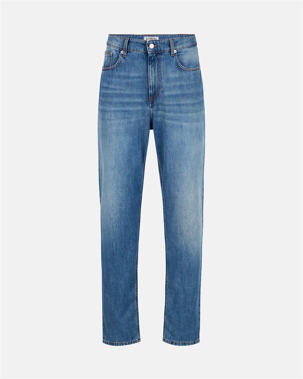Indigo 5-pocket straight leg fit denim trousers - Iceberg - Official Website