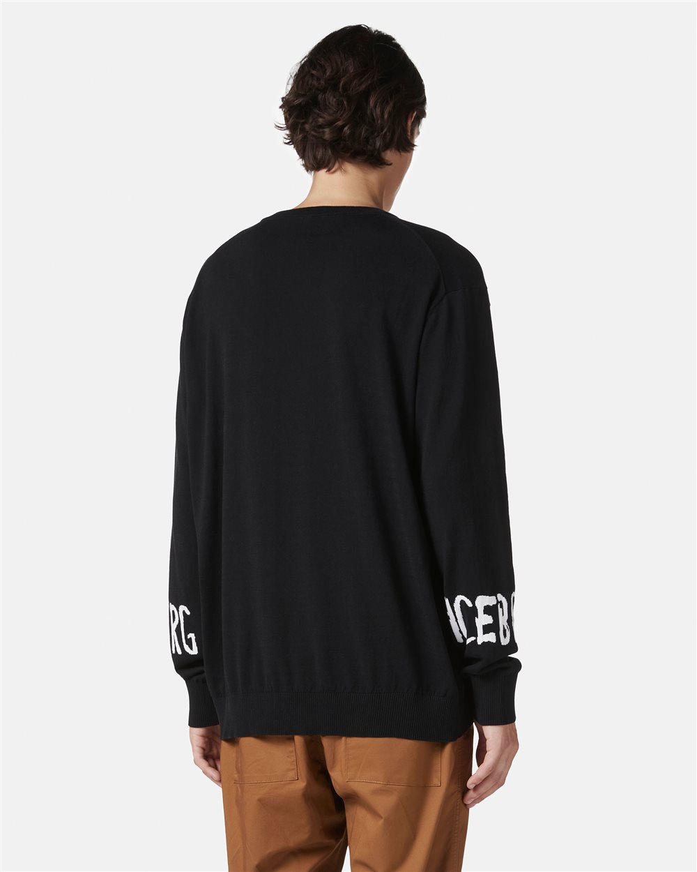 Black cotton crewneck with logo and Bear detail - Iceberg - Official Website