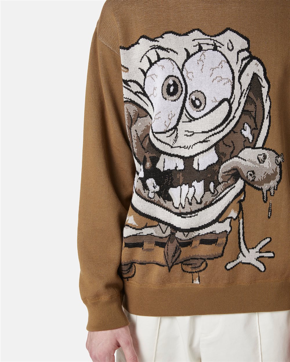 Maglia girocollo in cotone jacquard con soggetto Spongebob  - Iceberg - Official Website